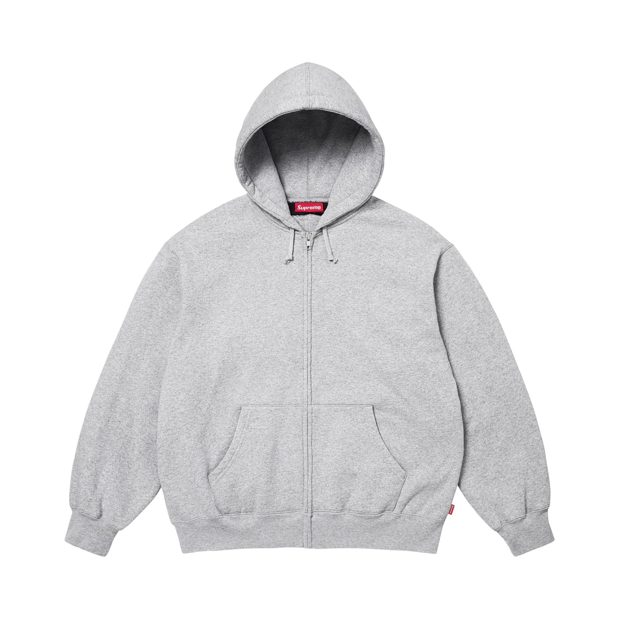 Buy Supreme Cut Out Zip Up Hooded Sweatshirt 'Heather Grey