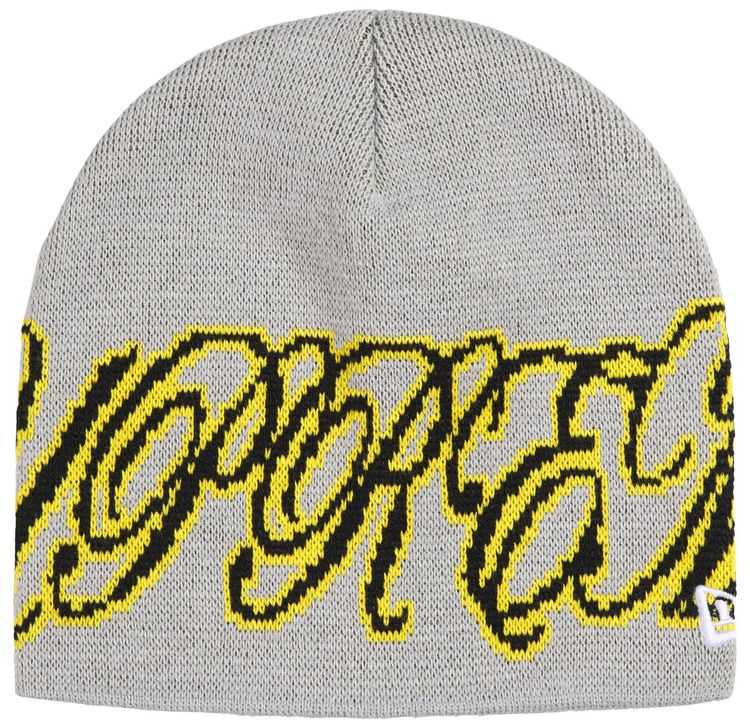 Supreme New Era Cursive Beanie Grey