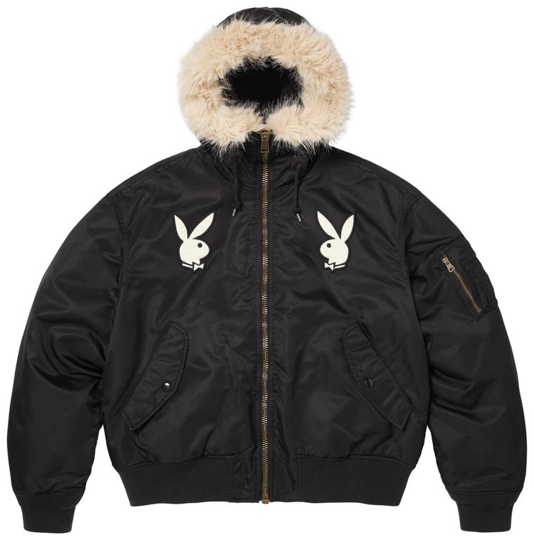 Supreme x Playboy Hooded Ma 1 Black