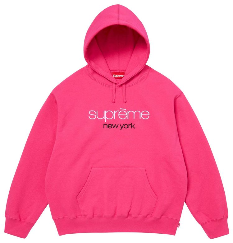 Supreme Classic Logo Hooded Sweatshirt Bright Fuchsia