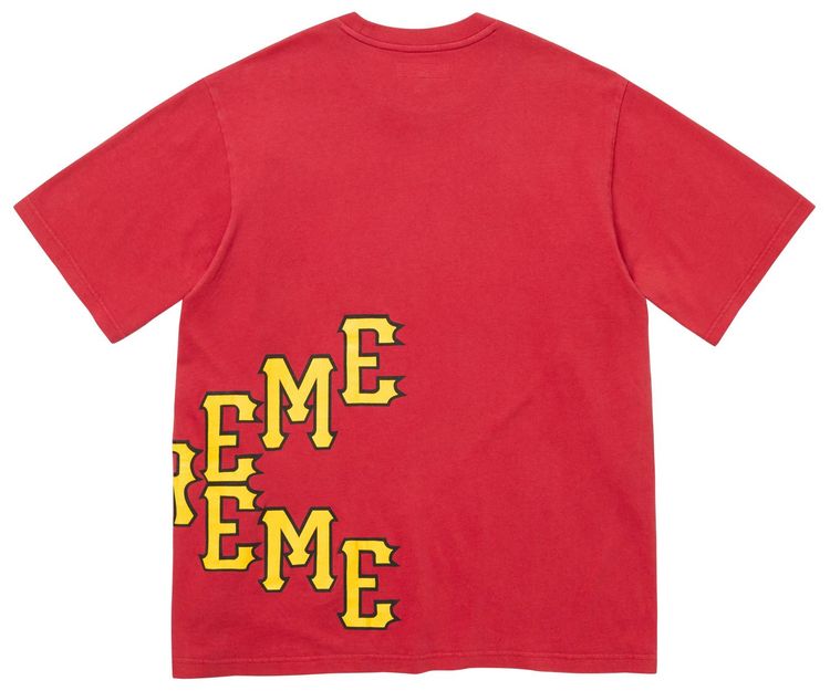 Supreme Cracked Spellout Short Sleeve Top Washed Red