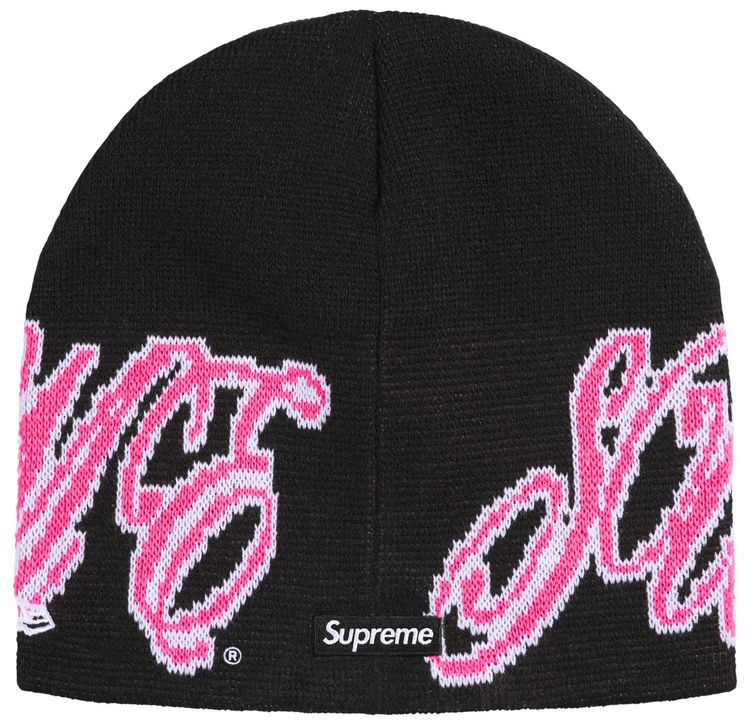 Supreme New Era Cursive Beanie Black