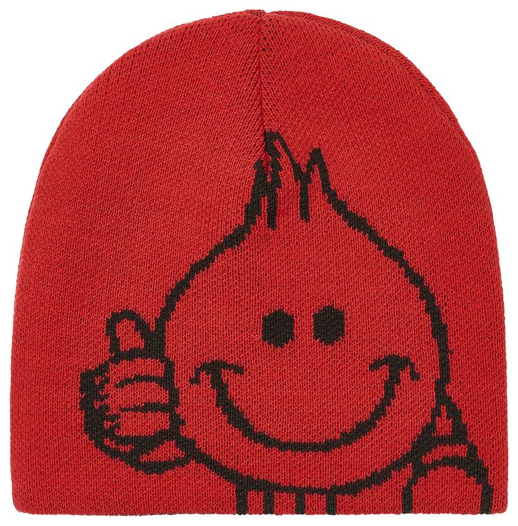 Palace World Industries Reverso Nein Cuff Beanie RedBlack
