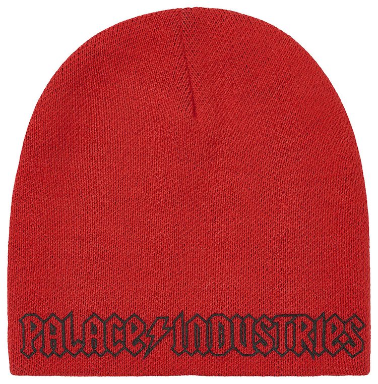 Palace World Industries Reverso Nein Cuff Beanie RedBlack