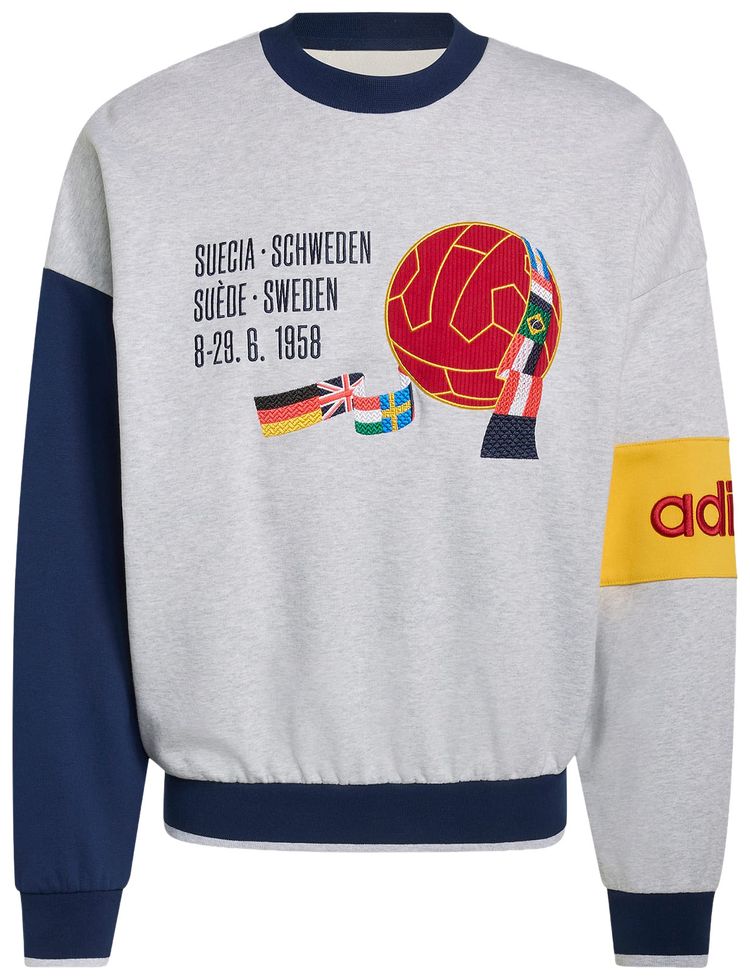 Adidas Sweden World Cup Crew Sweatshirt Light Grey HeatherNight IndigoBold Gold