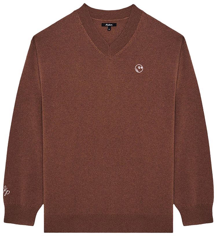 Malbon Jesper Parnevik V Neck Merino Wool Sweater Chocolate