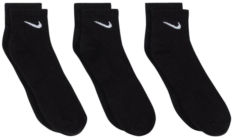 Nike Everyday Cushioned Ankle Socks 3 Pairs BlackWhite
