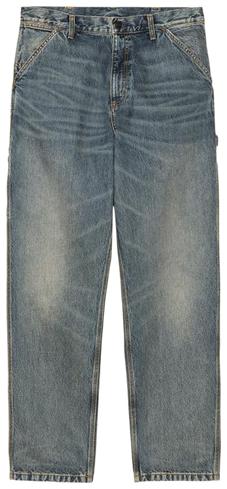 Carhartt WIP Single Knee Denim Pant Blue Worn Used Wash