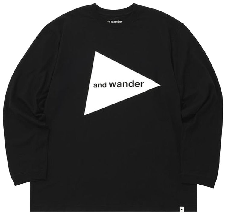 And Wander Logo Long Sleeve Tee Black