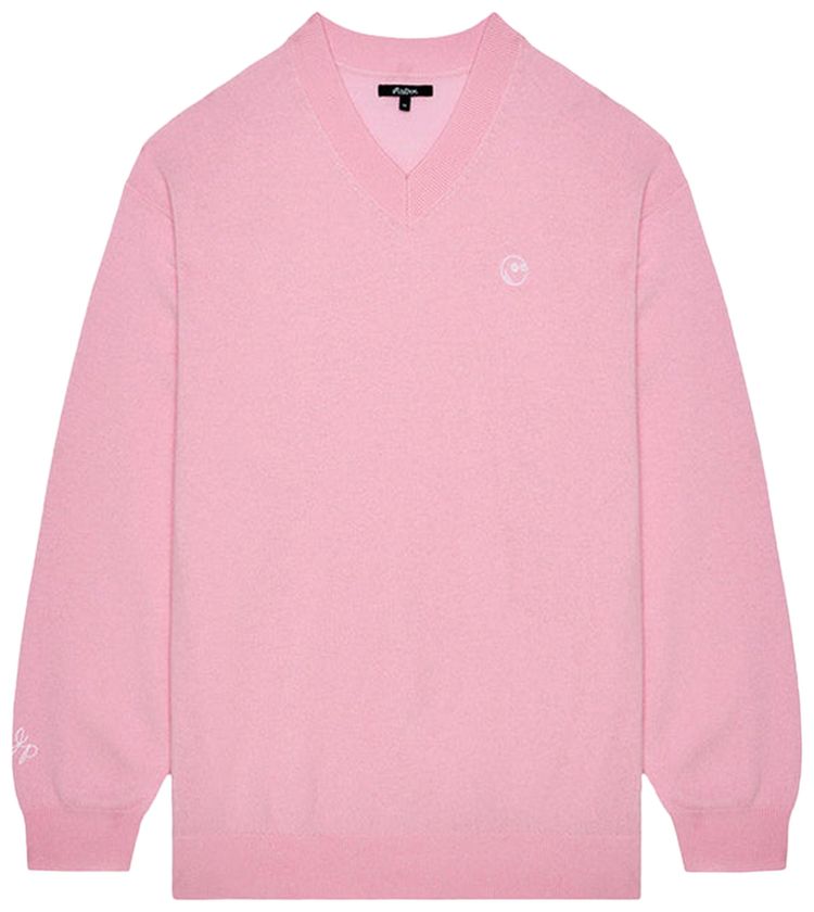 Malbon Jesper Parnevik V Neck Merino Wool Sweater Pink