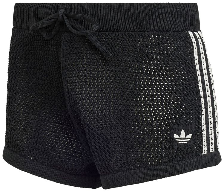 Adidas Knitted Crochet Shorts Black