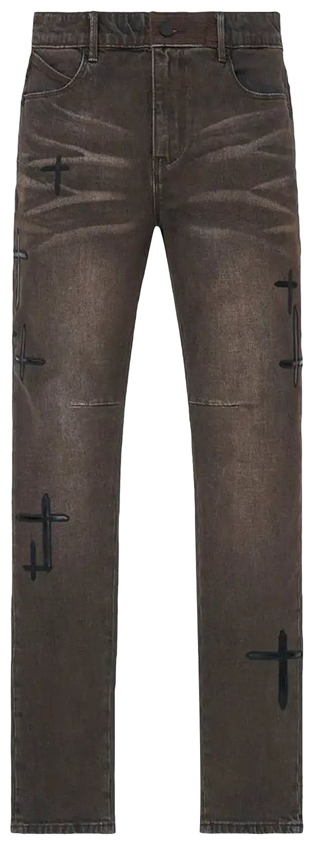 RtA Bryant Skinny Jean Mocha Drift Cross Patch