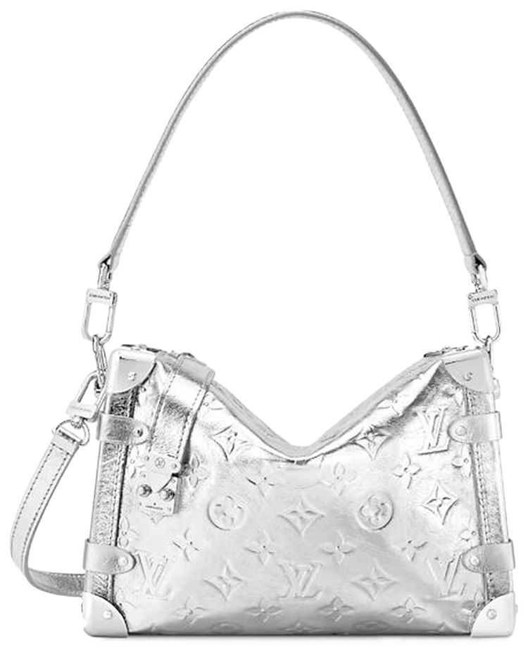Louis Vuitton Side Trunk MM Silver Monogram Embossed Empreinte Cowhide Leather