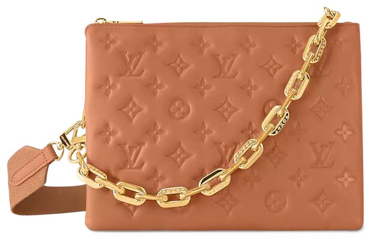 Louis Vuitton Coussin PM Camel Puffy Monogram Calf Leather