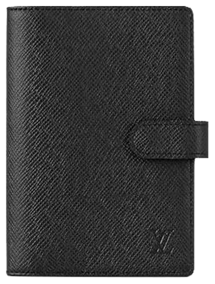 Louis Vuitton Small Ring Agenda Cover Black Taiga Cowhide Leather