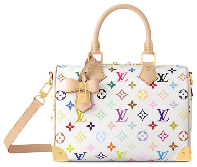 Louis Vuitton x Takashi Murakami Speedy Bandouliere 25 MulticolorWhite Monogram Canvas