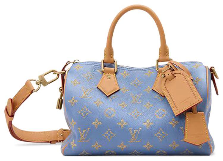 Louis Vuitton Speedy P9 Bandouliere 25 Golden Silk Blue Calfskin Leather