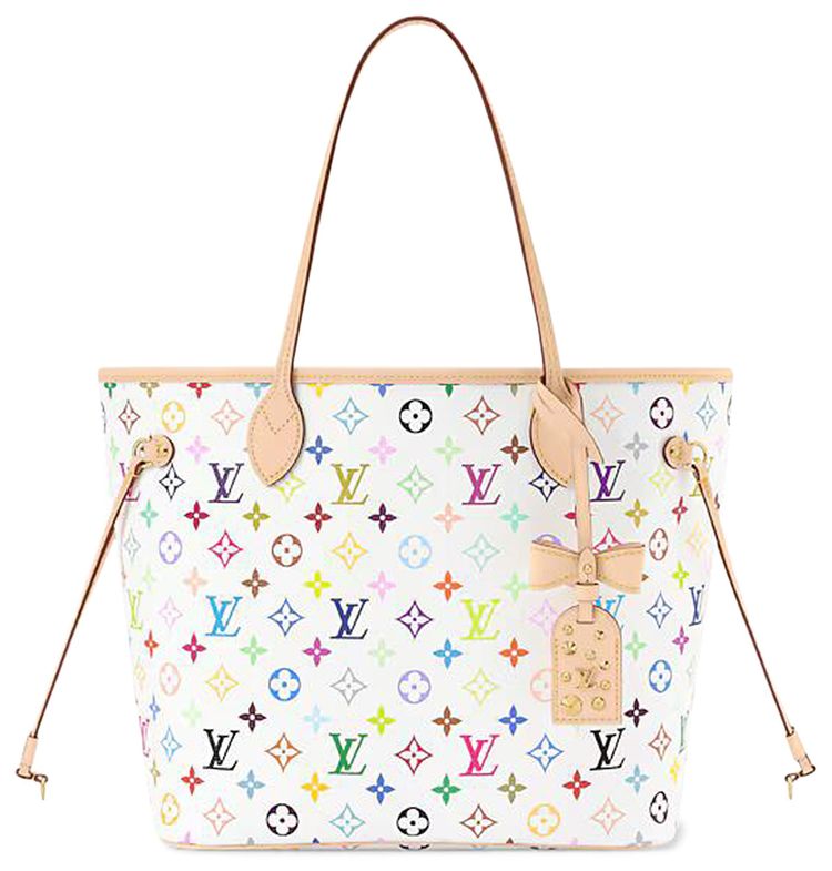 Louis Vuitton x Takashi Murakami Neverfull MM MulticolorWhite Monogram Canvas