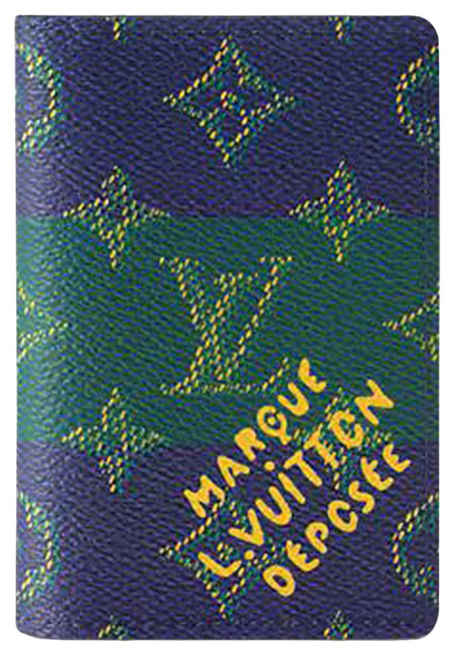 Louis Vuitton Pocket Organizer Blue Stripes Monogram Heritage Canvas