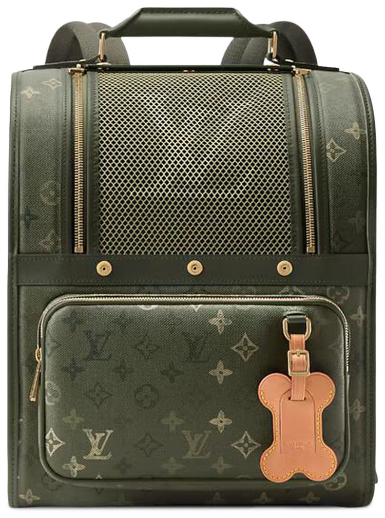 Louis Vuitton Dog Backpack Khaki Green Monogram Canvas