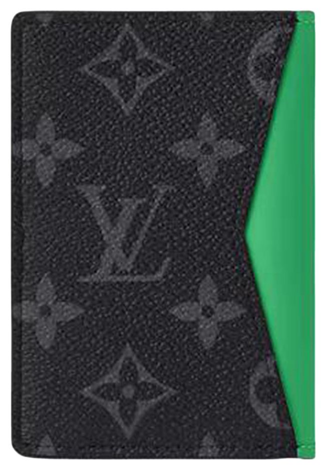 Louis Vuitton Pocket Organizer Black Monogram Eclipse CanvasBamboo Green