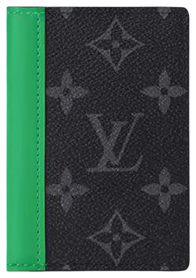 Louis Vuitton Pocket Organizer Black Monogram Eclipse CanvasBamboo Green
