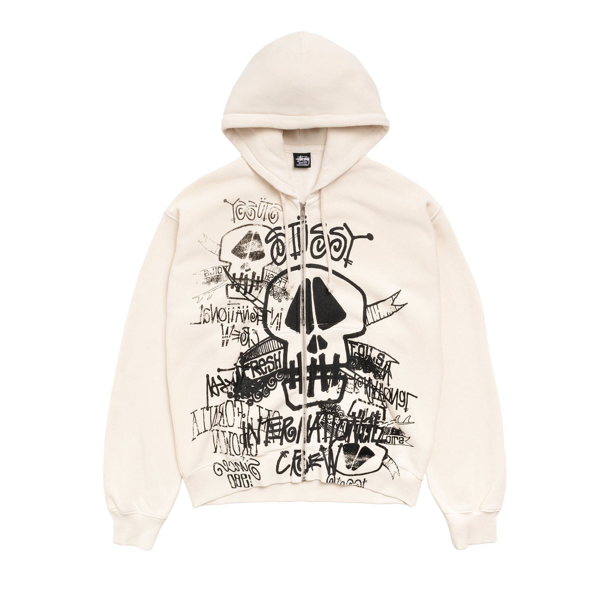 Buy Stussy Skulls Zip Hoodie Pigment Dyed 'Bone' - 1975177 BONE | GOAT