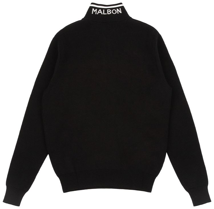 Malbon Evergreen Sorrel Knit Quarter Zip Black