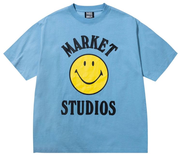Market Smiley Mood T Shirt Dusk Blue