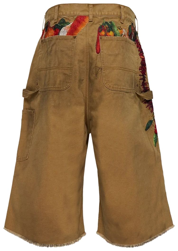 Doublet Vegetable Embroidery Cut Off Pants Beige