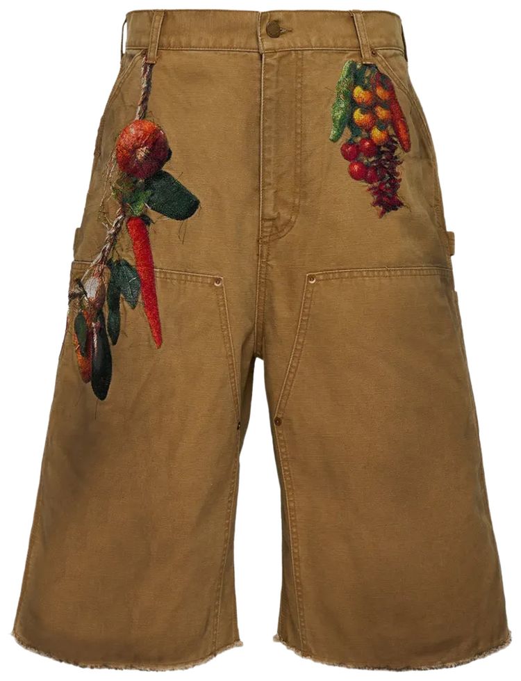 Doublet Vegetable Embroidery Cut Off Pants Beige