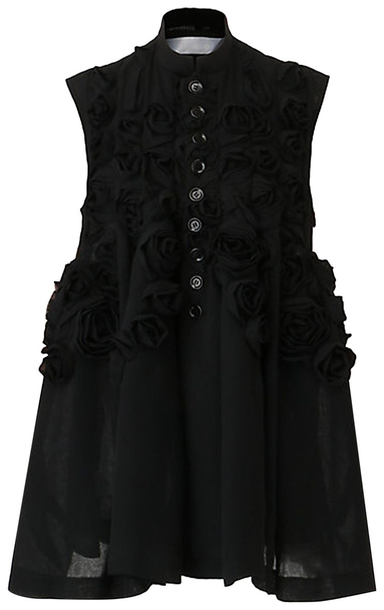 Tao Comme des Garcons Rose Embellished Button Vest Black