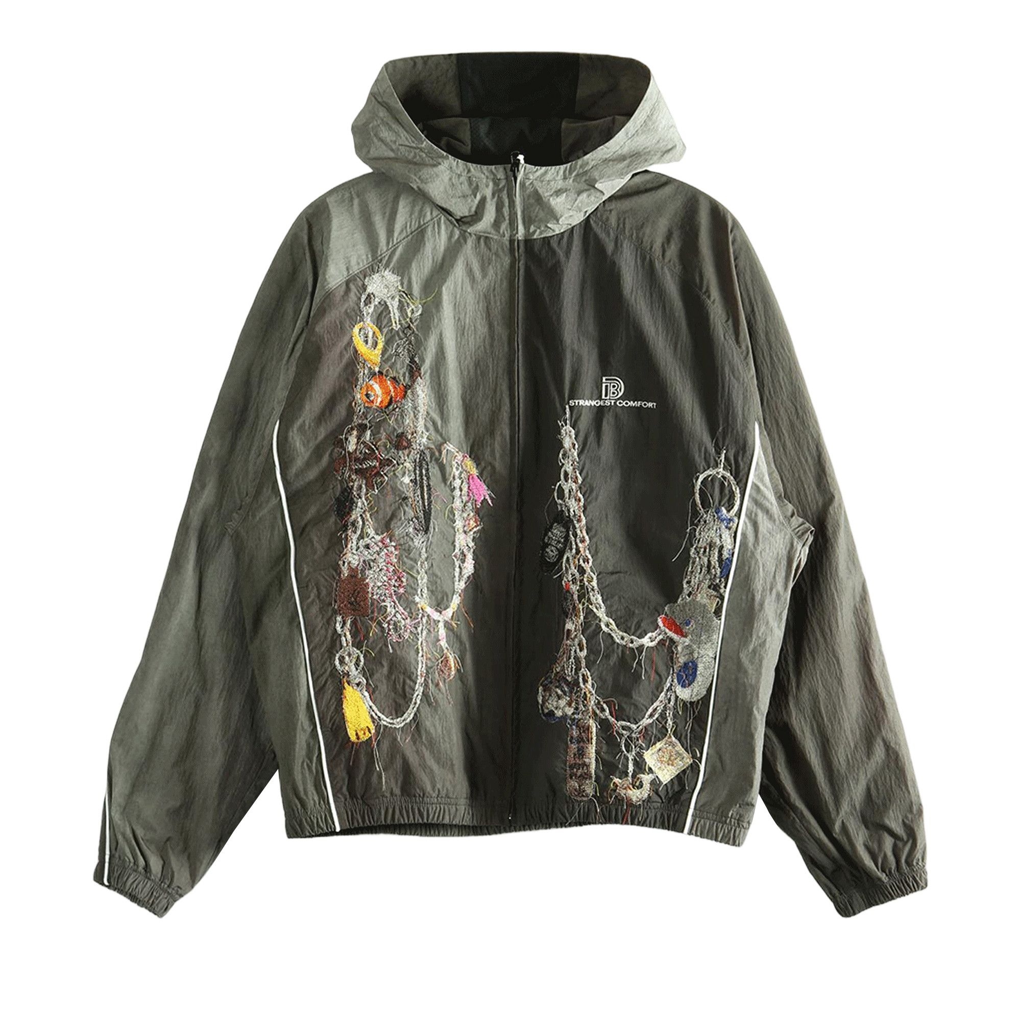 Buy Doublet Moss Embroidered Chain Track Jacket 'Charcoal
