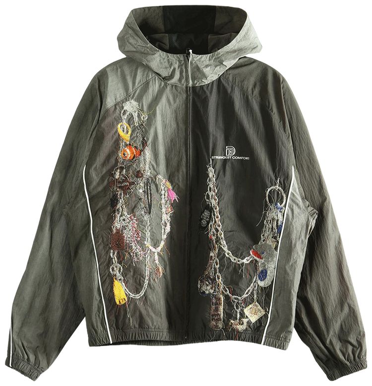 Doublet Moss Embroidered Chain Track Jacket Charcoal