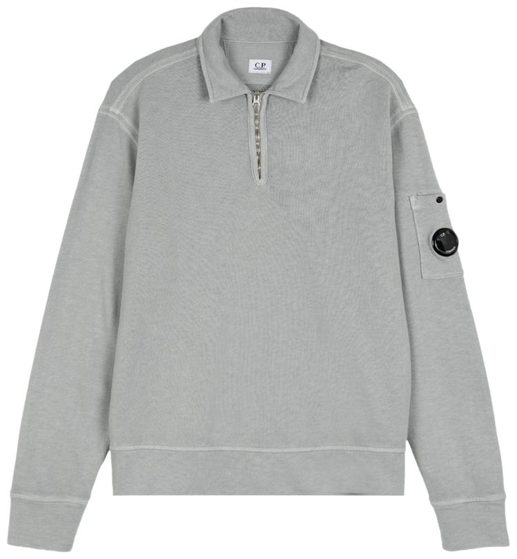 CP Company Polo Collar In Malfile Fleece SilverBlue