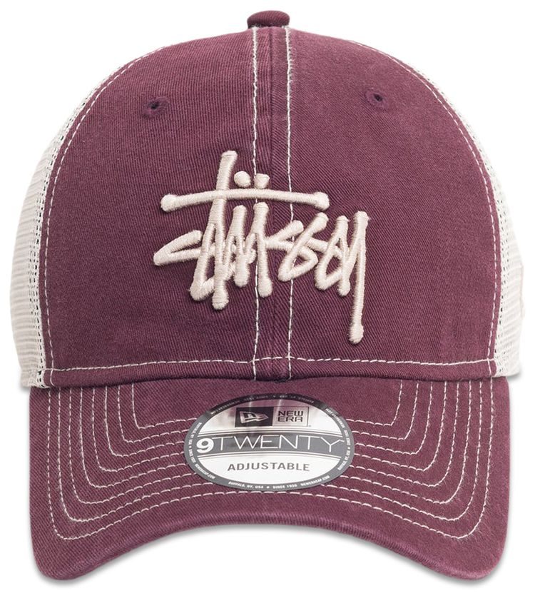 Stussy New Era 9twenty Washed Basic Trucker Maroon
