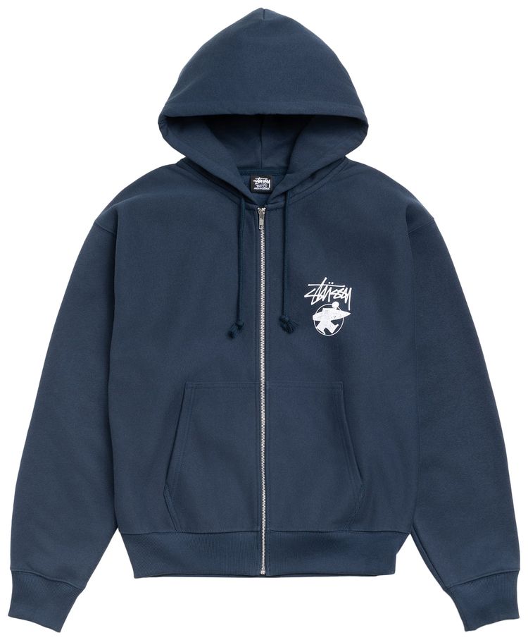 Stussy Long Haul Zip Hoodie Navy