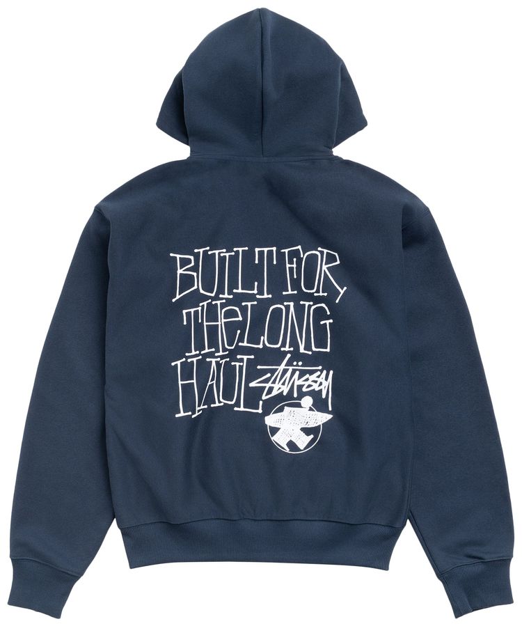 Stussy Long Haul Zip Hoodie Navy