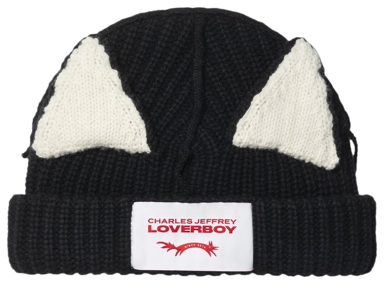 Charles Jeffrey Loverboy Chunky Ears Beanie BlackWhite
