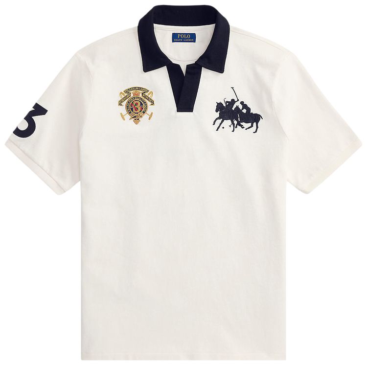 Polo Ralph Lauren Short Sleeve Jersey Knit Crest Logo Johnny Collar Polo NevisPolo Black