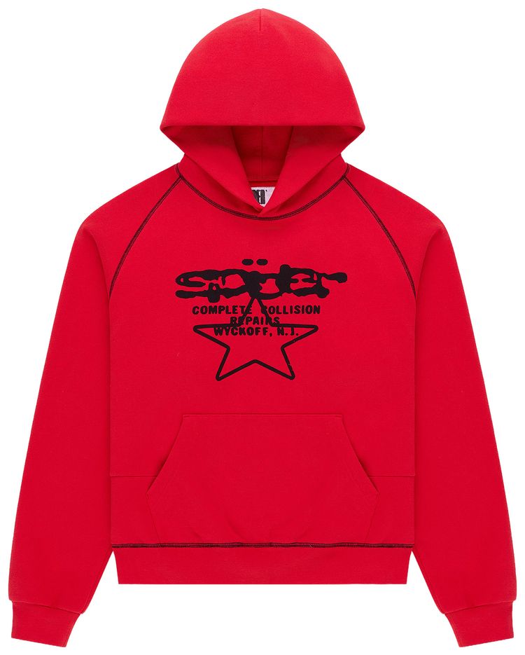 Sp5der Splat Collision Hoodie Red
