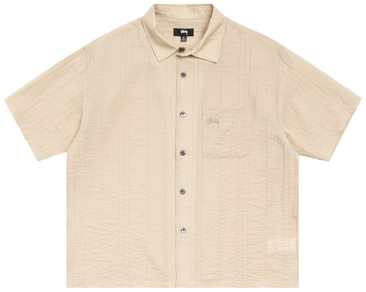 Stussy Pleated Textured Shirt Tan