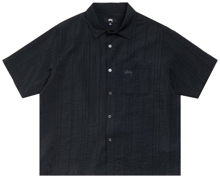Stussy Pleated Textured Shirt Black