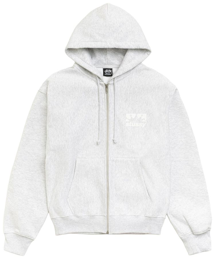 Stussy Box Crown Zip Hoodie Ash Heather