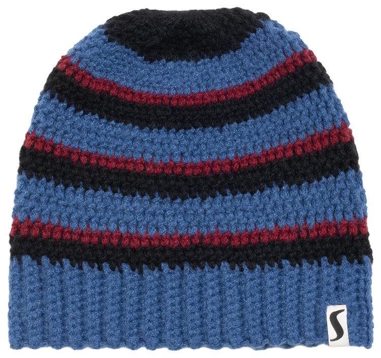 Stussy Stripe Knit Skullcap Blue