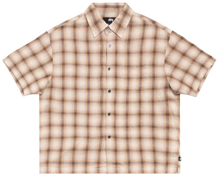 Stussy Liam Short Sleeve Plaid Shirt Brown