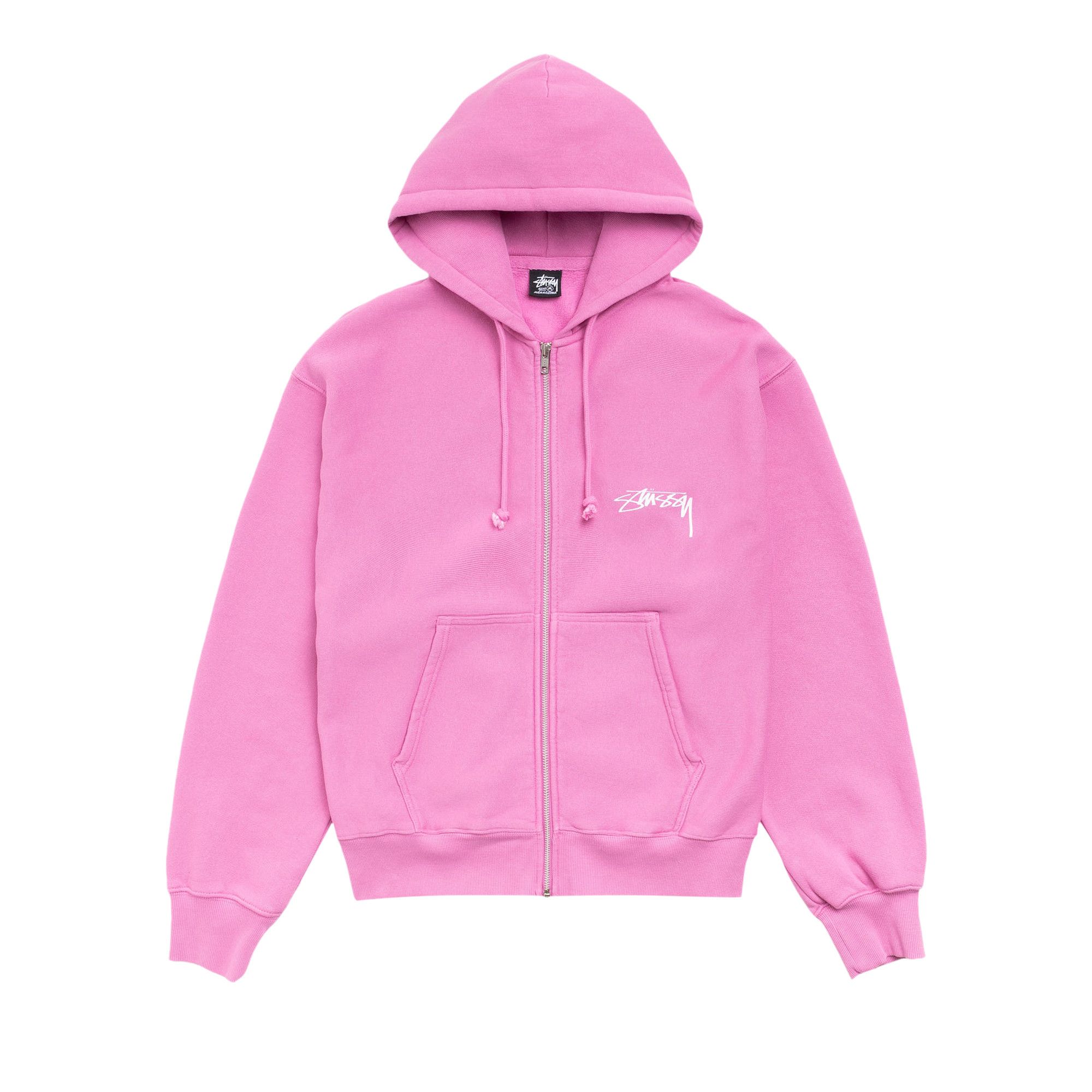 Buy Stussy Stack Zip Hoodie Pigment Dyed 'Pink' - 1975178 PINK | GOAT