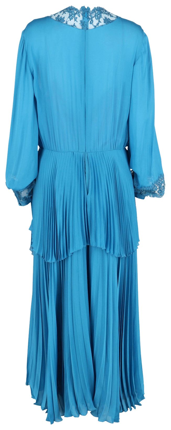 Gucci Long Sleeve Pleated Dress Blue