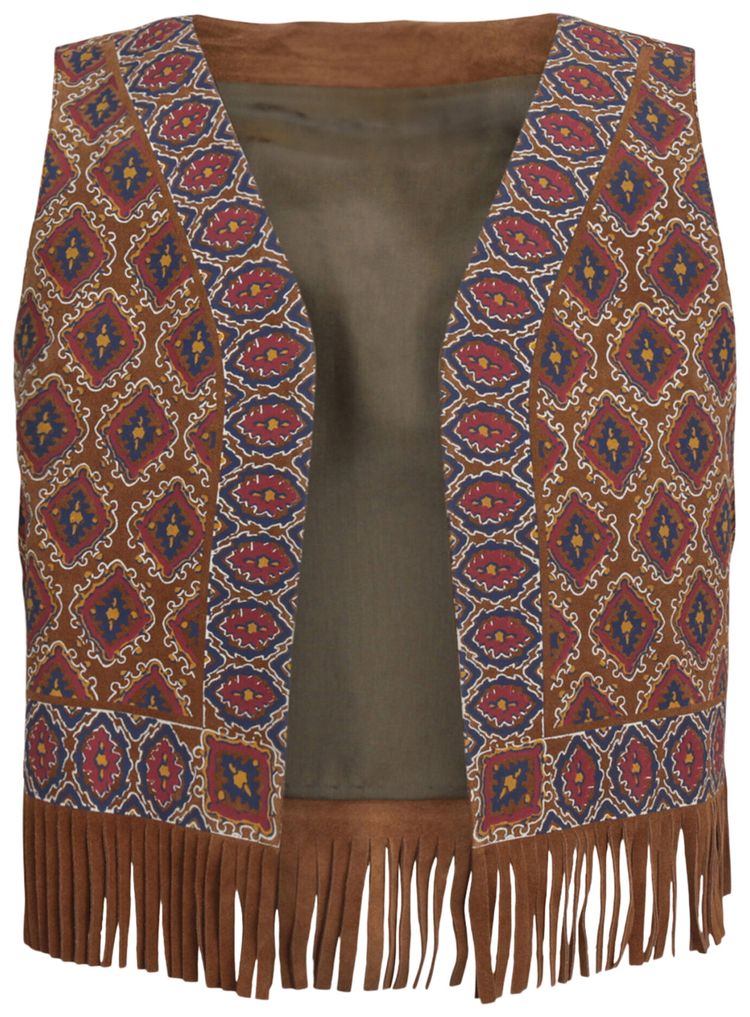Gucci Printed Suede Vest Medium Brown