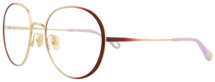 Chloe Round Metal Optical Frames BurgundyTransparent